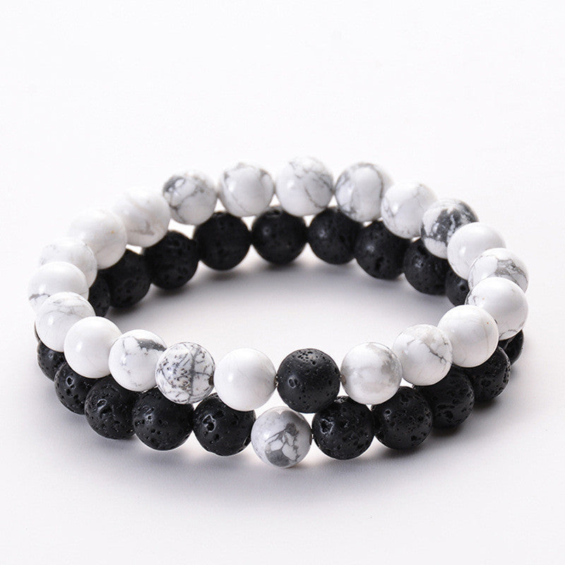 Malachite Stretch Bracelet — Black Matte