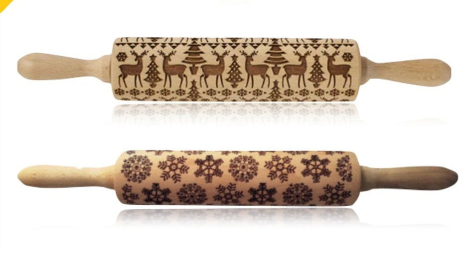Christmas Embossing Rolling Pin