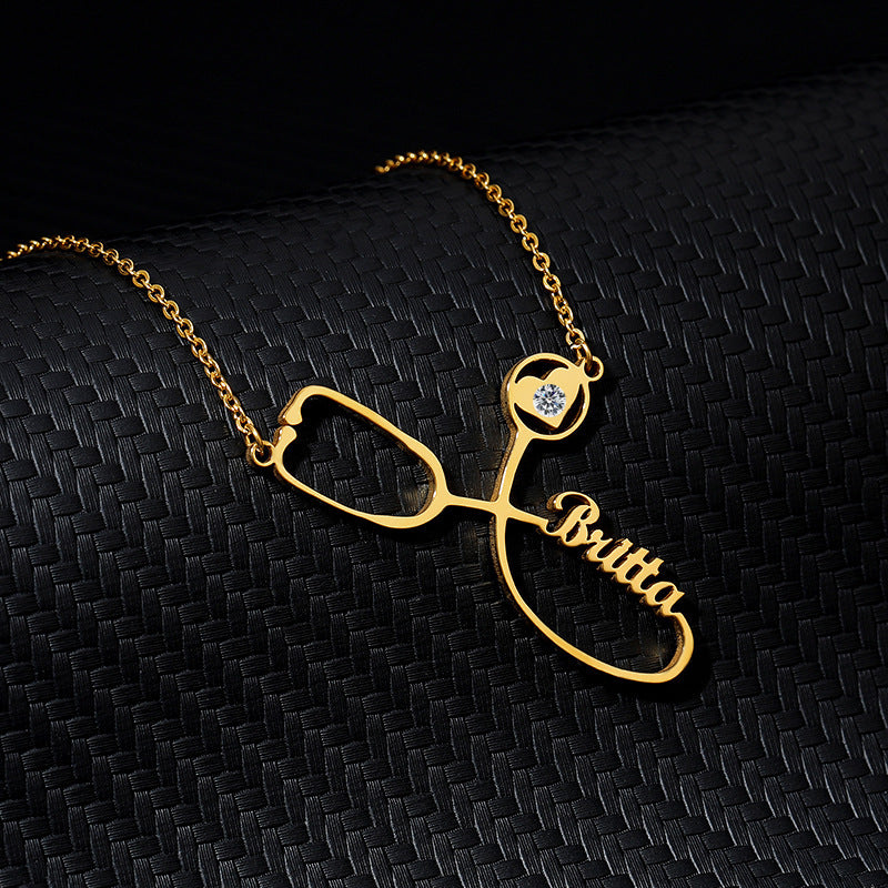 Stethoscope Name Pendant Necklace