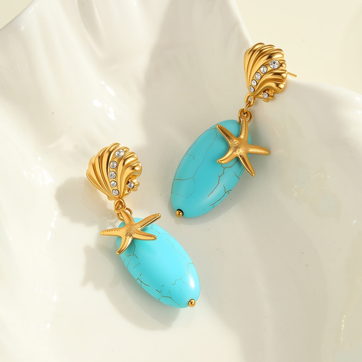 Turquoise Stainless Steel Drop Earrings