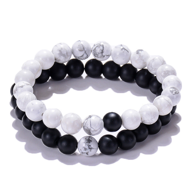Malachite Stretch Bracelet — Black Matte