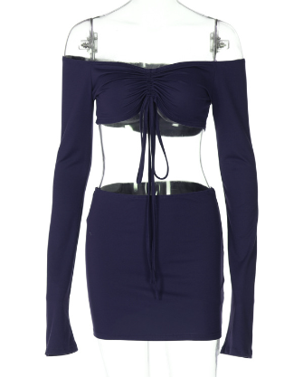 Y2K Off-Shoulder Top & Bodycon Skirt Set