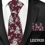 Casual Cotton Floral Print 6cm Casual Tie Pocket Square Suit