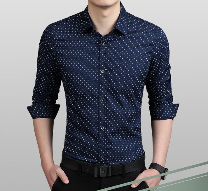 Men's Polka Dot Slim Dress Shirt