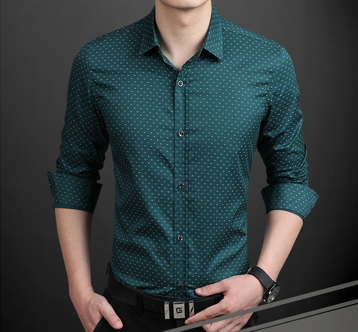 Men's Polka Dot Slim Dress Shirt