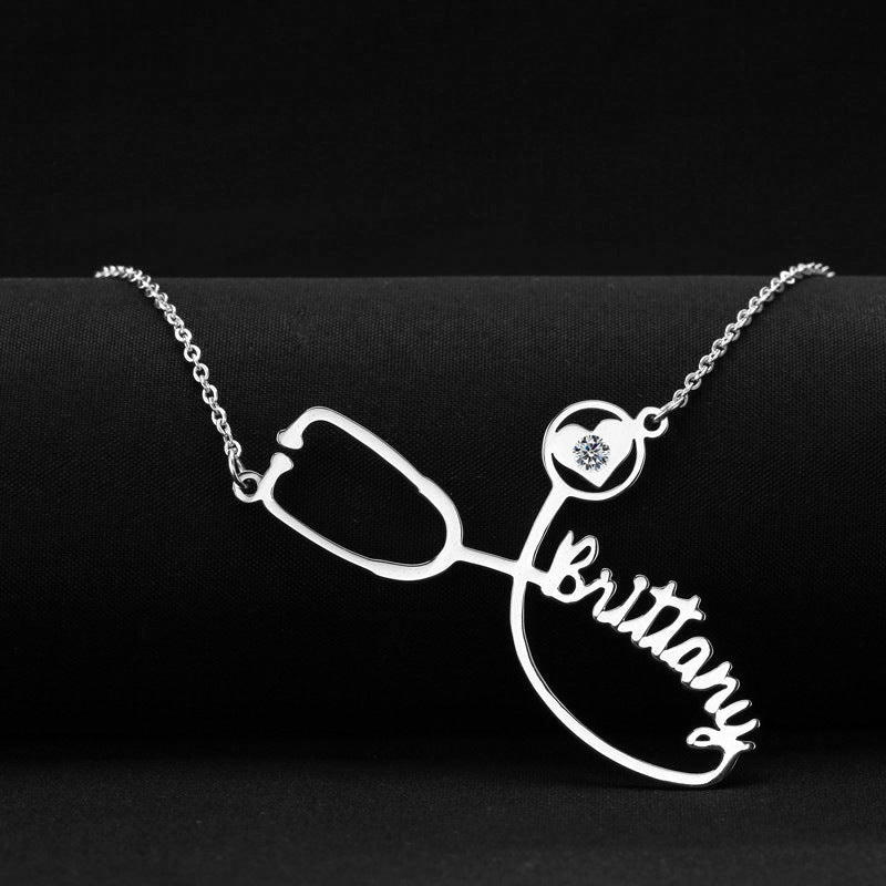Stethoscope Name Pendant Necklace