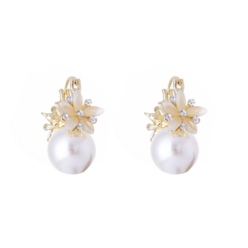 Purple Pearl Flower Earrings