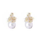 Purple Pearl Simple Flower Style Fashion Earrings