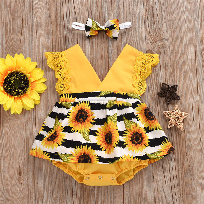 Baby Lace Sunflower Romper