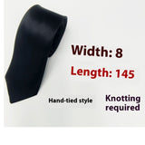 8cm Black Hand-tied Plain Suit Tie