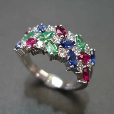 Marquise Zircon Triple-Row Ring