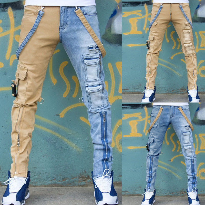 Men's Color-Block Slim Straight-Leg Jeans