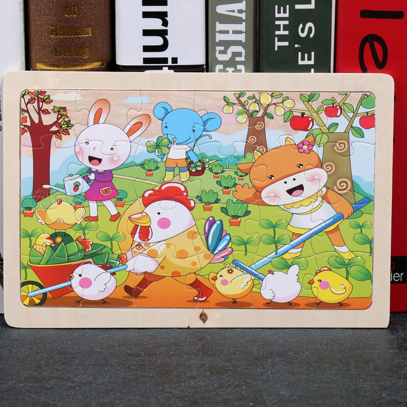 80pc Wooden Animal Puzzle Toy Set