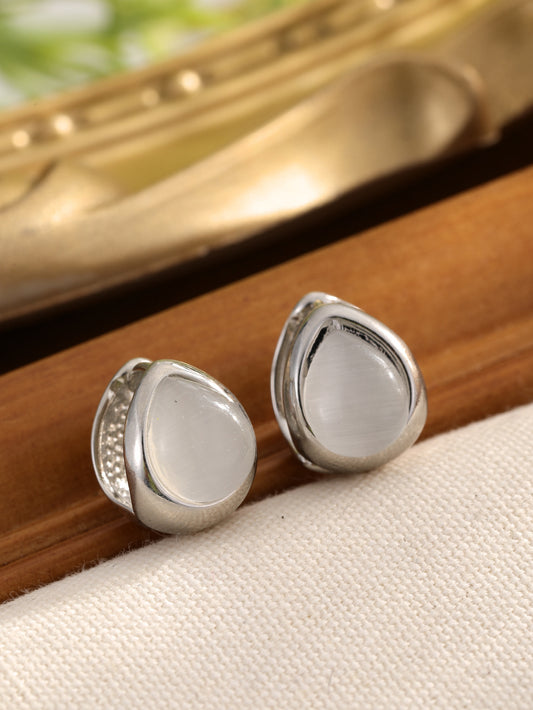 Cat's Eye Stone Water Drip Ear Buckle Female Niche Retro Luxury High End Earrings