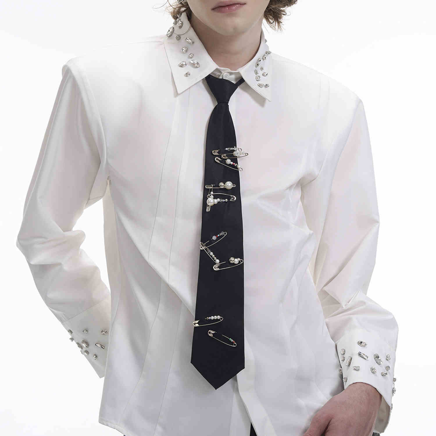 Handmade Pearl Pin Lazy Tie Men's Bow Tie