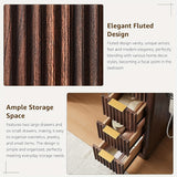 48-inch Fluted Makeup Vanity Desk with Large LED Lighted Mirror, 8 Drawers & Charging Station - Glass Top Modern Dressing Table with Adjustable Lighting, Hardwood Construction, Grey Tones, Space-Saving Design for Bedroom