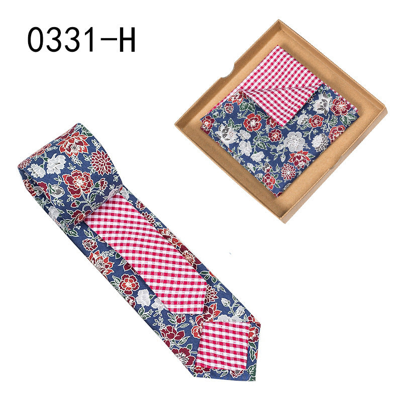Floral Cotton Necktie & Pocket Square Set