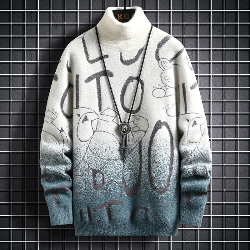 Men's Gradient Fleece Turtleneck Sweater