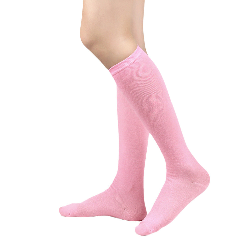 Black Striped Cotton Knee-High Socks