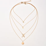 Multi-layer Moon Pendant Necklaces for Women Bohemian Wafer Elegant Necklace