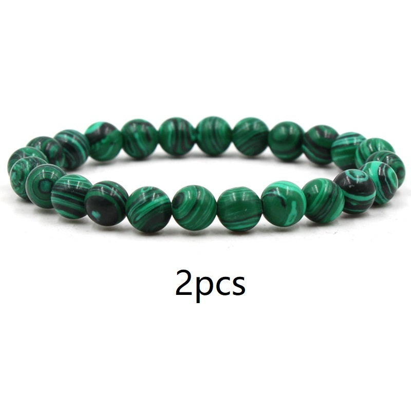Malachite Stretch Bracelet — Black Matte