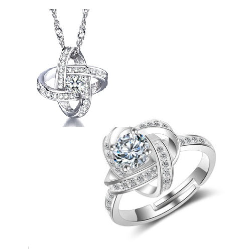 Sterling Silver Heart Zircon Pendant Necklace