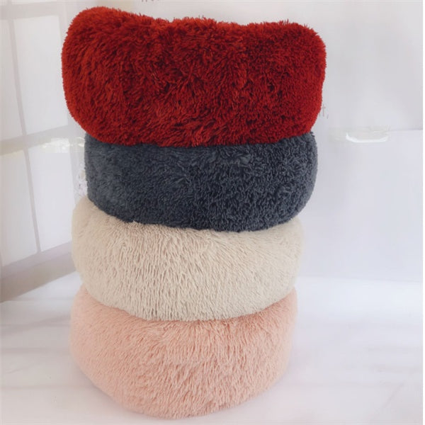 Round Long-Plush Pet Cushion Bed