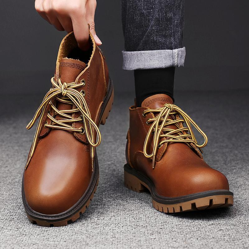 Height-Increasing Cowhide Men's Shoes