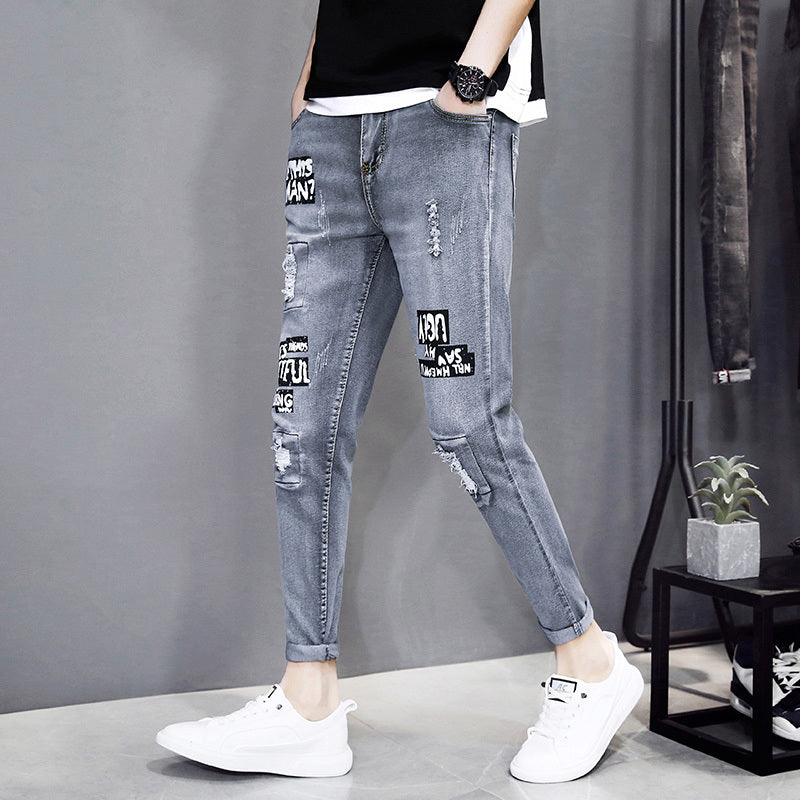 Black Ripped Ankle Jeans