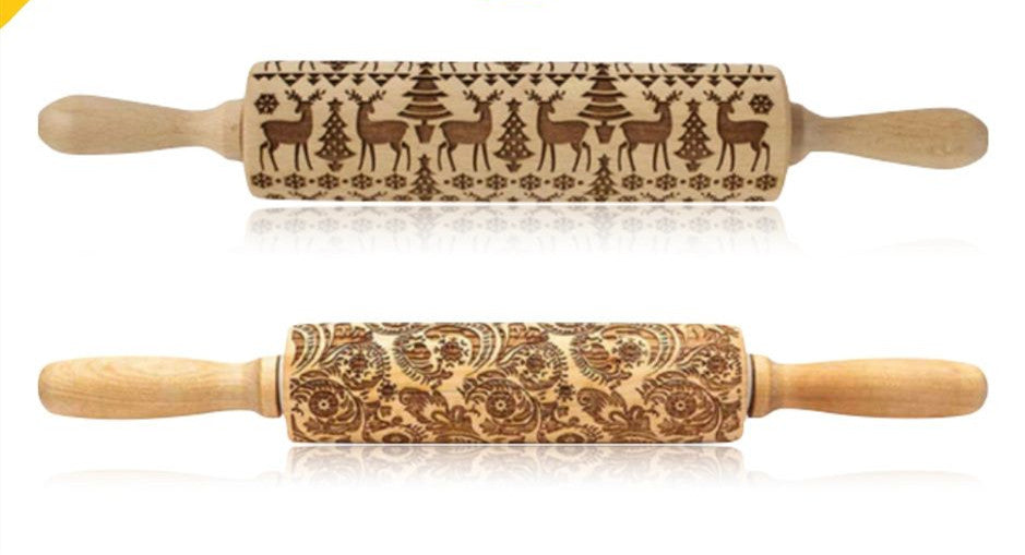 Christmas Embossing Rolling Pin