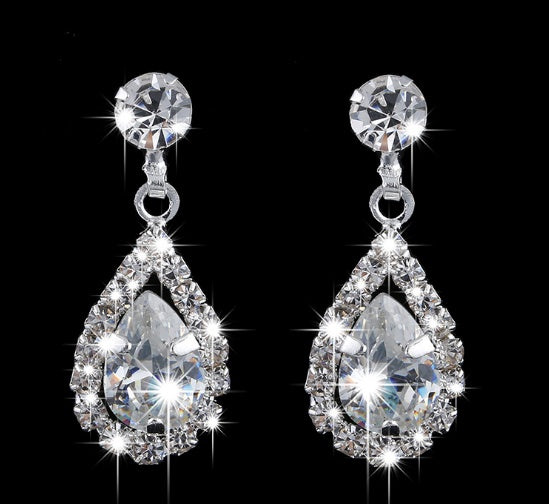 Zircon Drop Necklace and Earrings Bridal Set