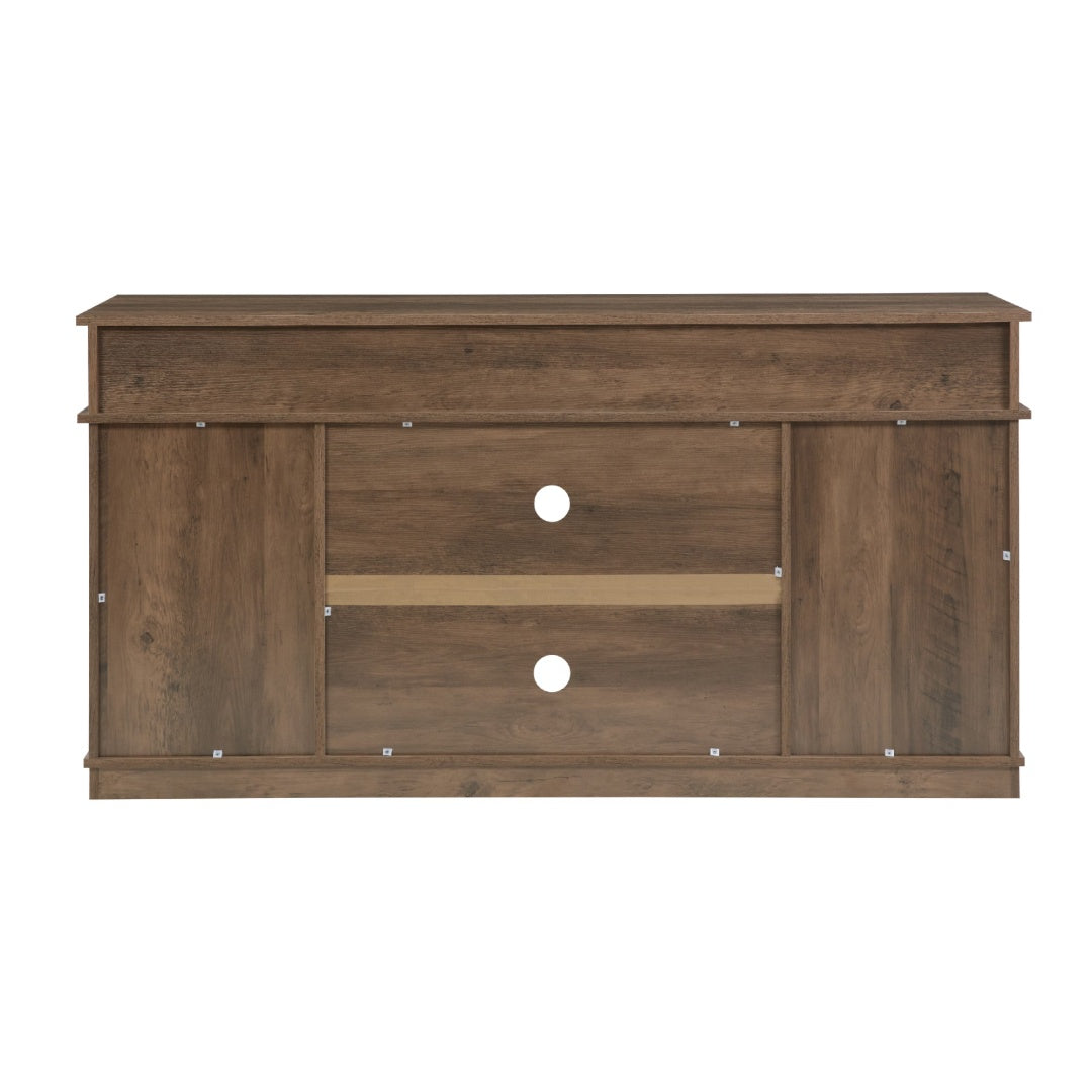 Barn Door TV Stand with Storage & Adjustable Shelves – Natural Brown