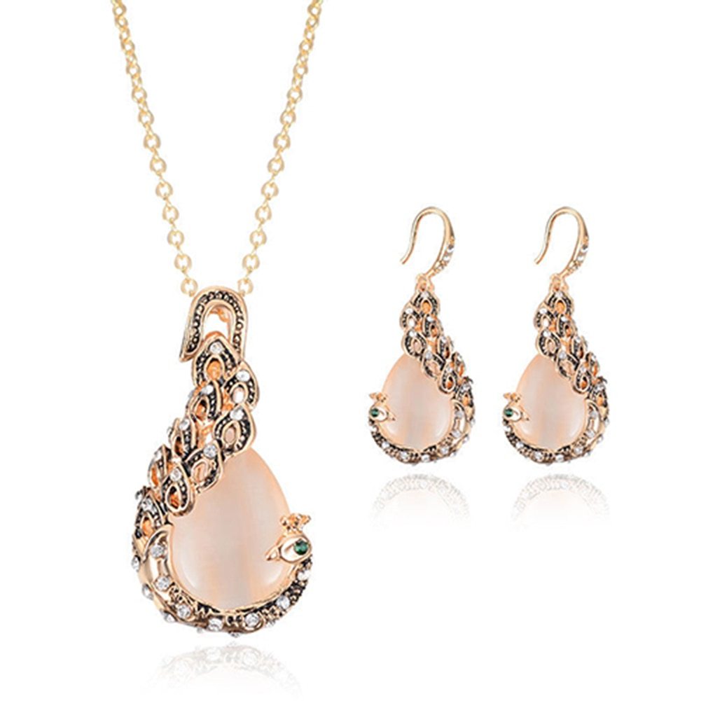 Rhinestone Waterdrop Necklace & Earring Set