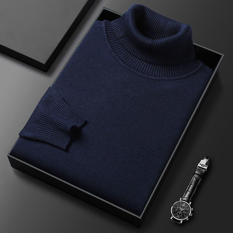 Slim-Fit Solid Color Turtleneck Pullover