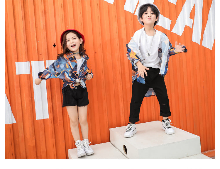 Kids Loose Floral Dance Shirt