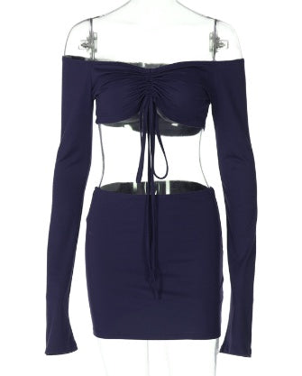 Y2K Off-Shoulder Top & Bodycon Skirt Set