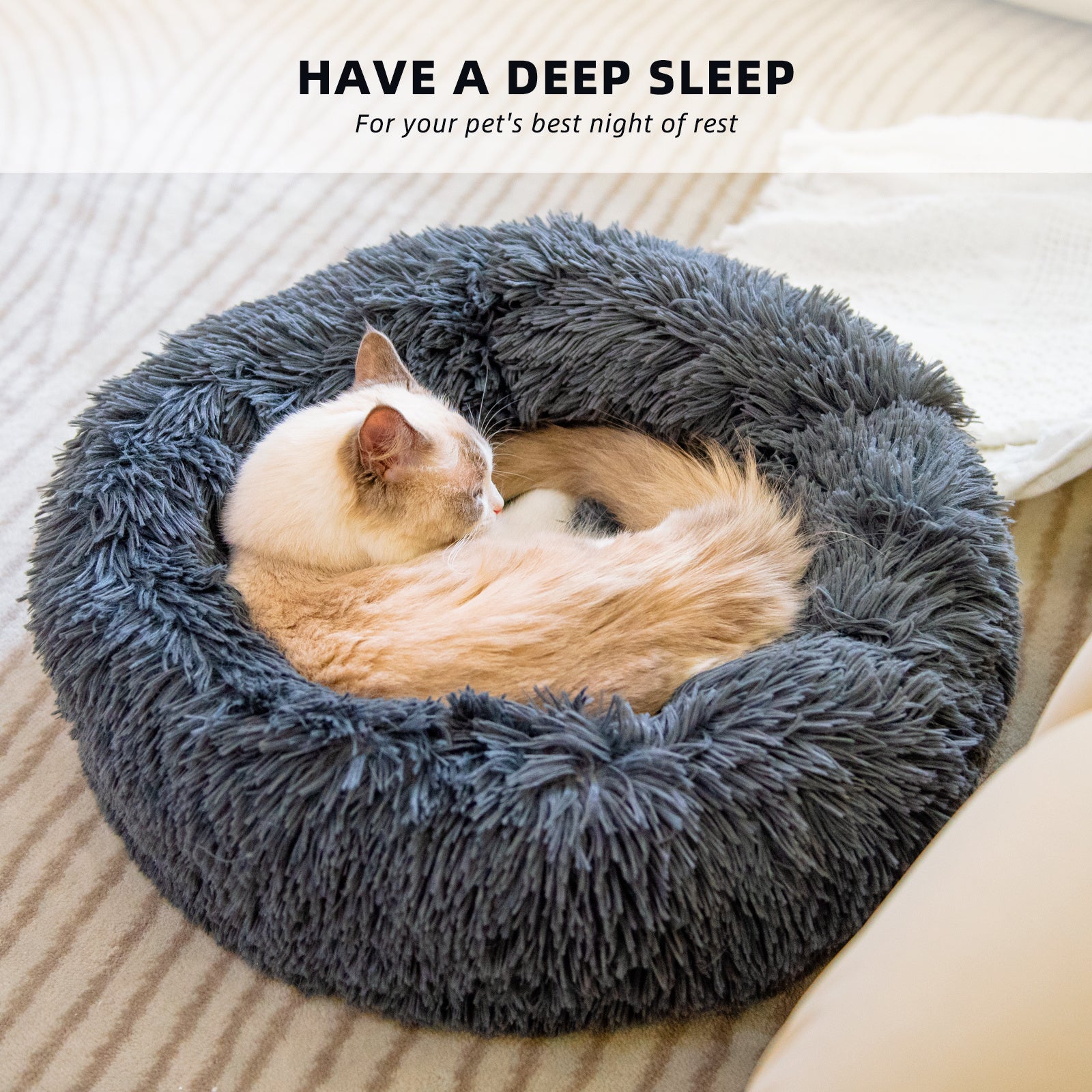 Plush Donut Calming Pet Bed