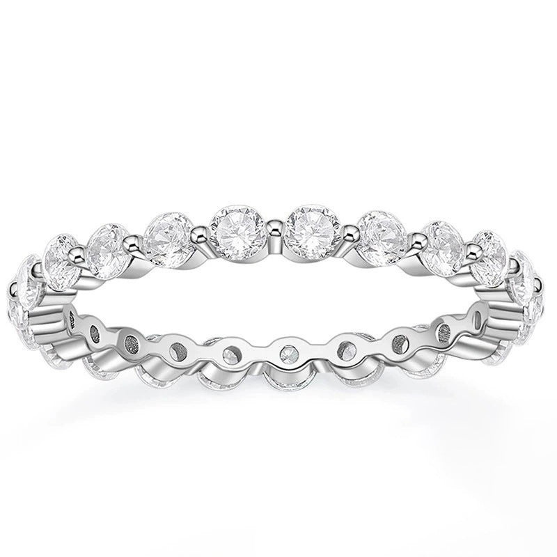 Zirconium Silver Simple Stacked Ring