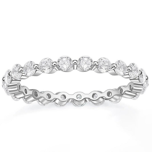 Zirconium Silver Simple Stacked Ring