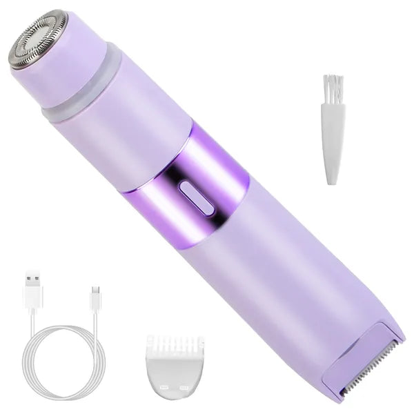 2 In 1 Bikini Trimmer For Women Dual Head Cordless Body Shaver IPX5 Waterproof Rechargeable Pubic Hair Razor Wet And Dry Use For Bikini Underarm Leg Arm Body Face