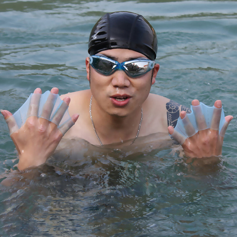 Unisex Webbed Swimming Gloves (Pair) – Silicone Hand Flippers