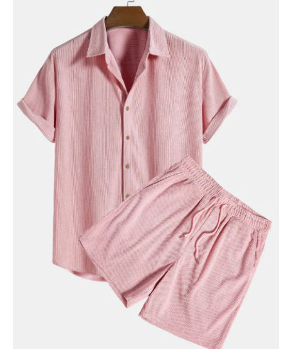 Corduroy Short-Sleeve Suit Set