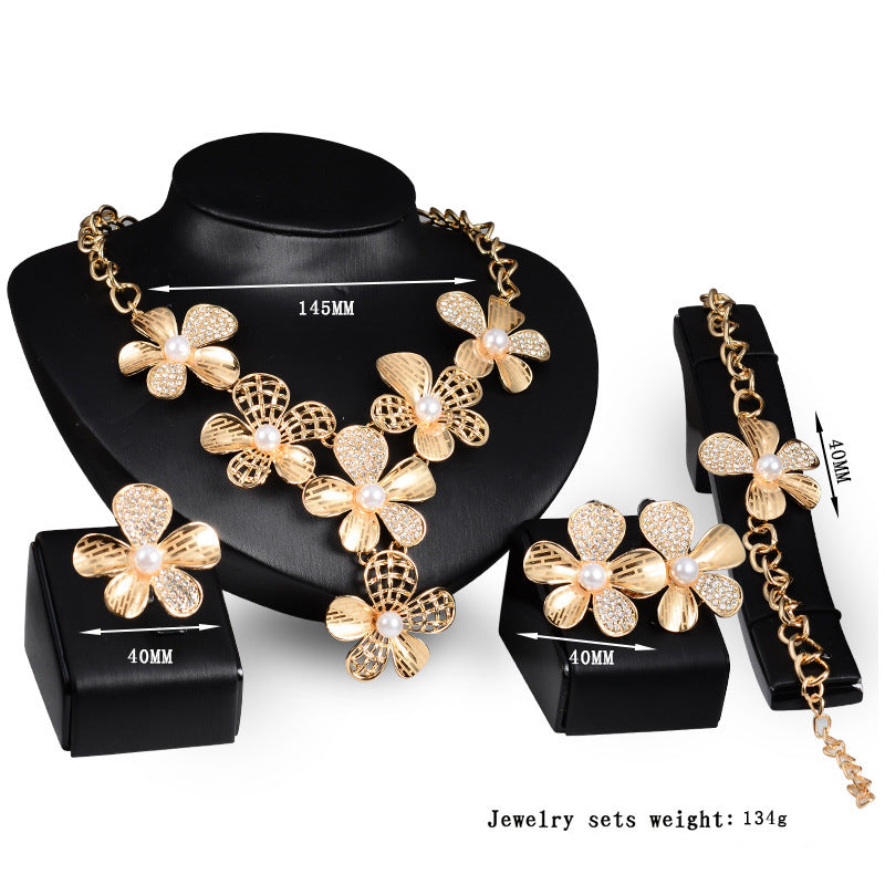 Exaggerated Gold-Tone Jewelry 4-Piece Set