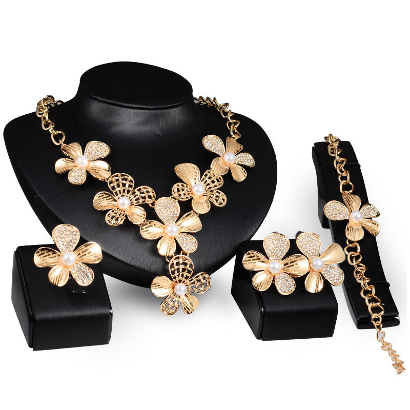Exaggerated Gold-Tone Jewelry 4-Piece Set