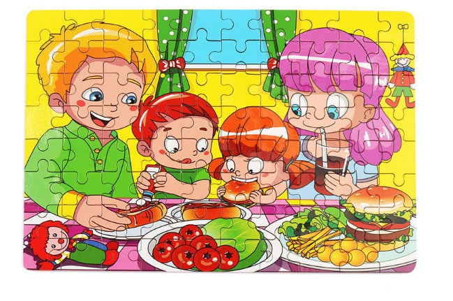 80pc Wooden Animal Puzzle Toy Set