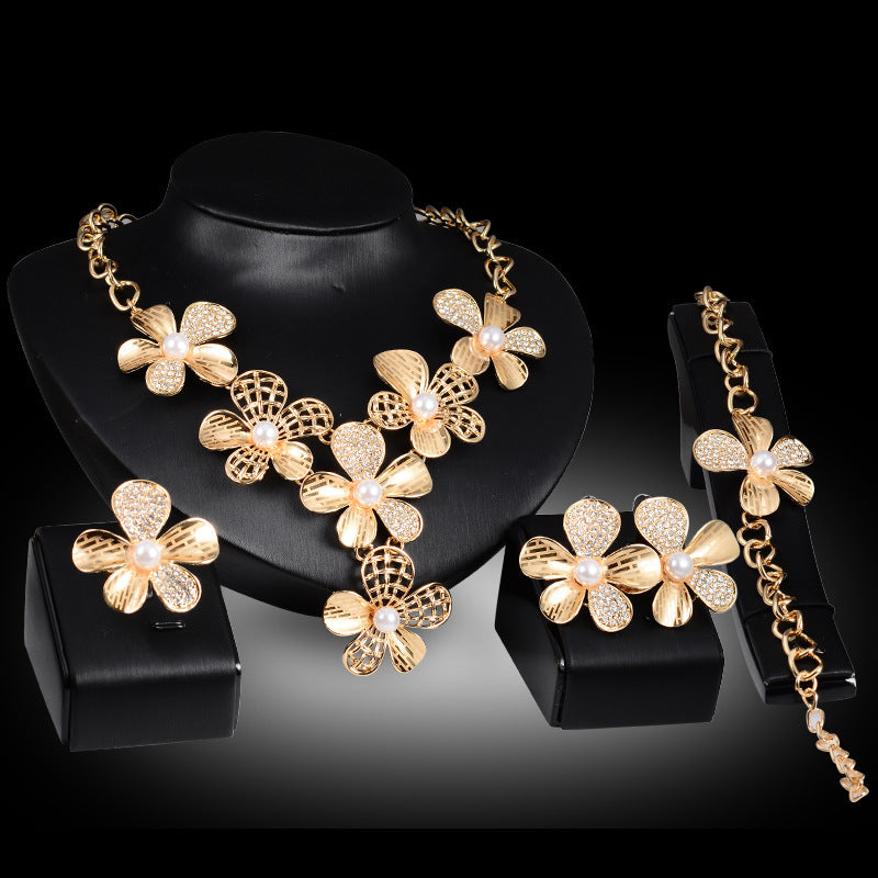 Exaggerated Gold-Tone Jewelry 4-Piece Set