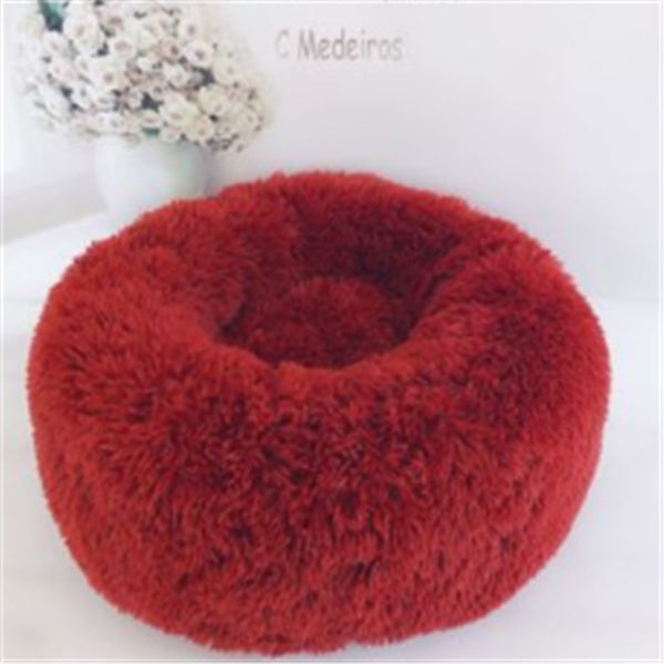 Round Long-Plush Pet Cushion Bed
