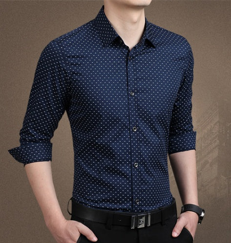 Men's Polka Dot Slim Dress Shirt