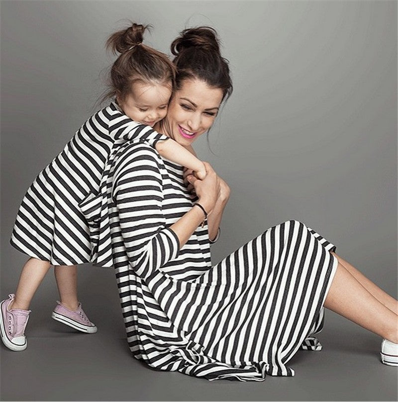 Mother & Daughter Striped Dress Set