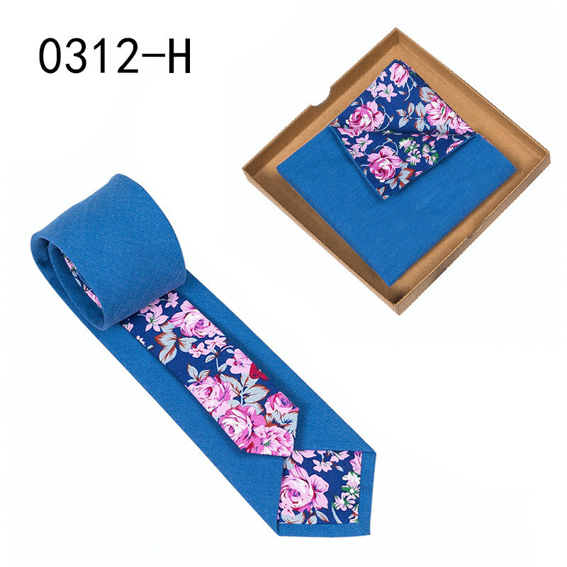 Floral Cotton Necktie & Pocket Square Set